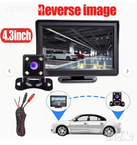 Задна Камера за Паркиране 5MP HD  с монитор паркиране сензор парктроник 4LED HD НОВО