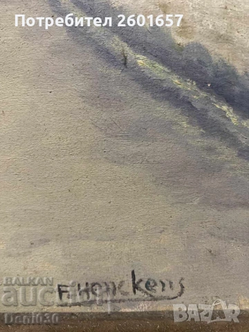 F. Henckens, стара маслена картина пейзаж., снимка 3 - Картини - 53712403