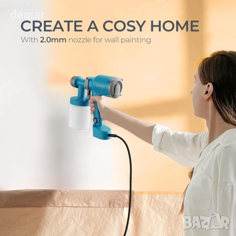 Пистолет за боя Tilswall, ултралек електрически, 600 мл подвижна чаша с 2 дюзи и 3 режима, снимка 7 - Други инструменти - 52637419