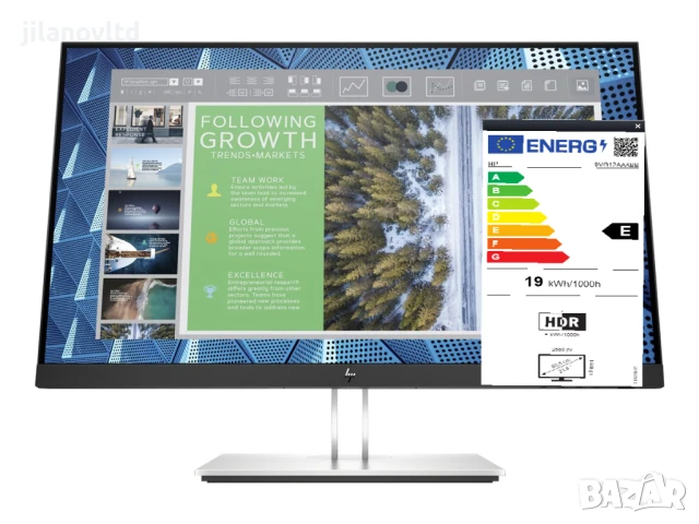 Монитор HP E24Q G4 – Нов с 12 месеца гаранция, QHD резолюция IPS панел, снимка 6 - Монитори - 50965620
