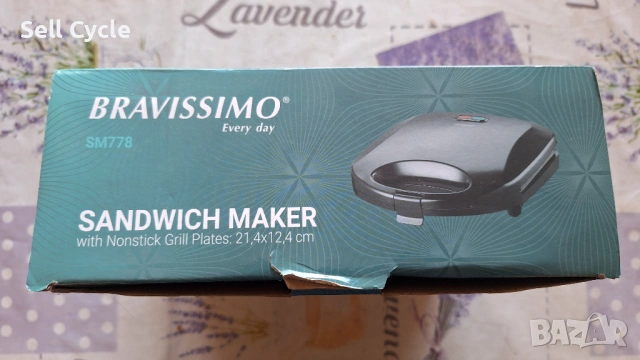 ✅ТОСТЕР/САНДВИЧ МЕЙКЪР BRAVISSIMO SM778❗, снимка 7 - Тостери - 53045585