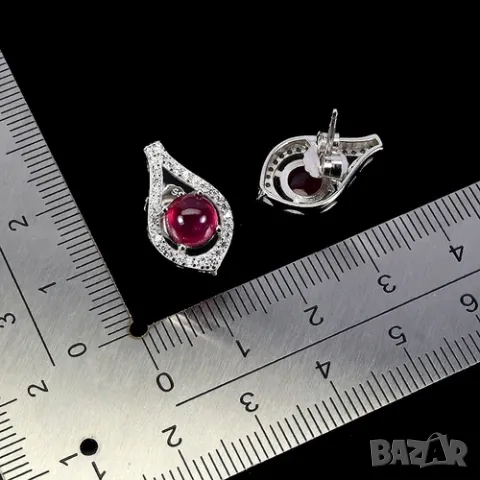 925 сребърни обеци с 6мм натурален рубин подходящи за подарък, снимка 3 - Обеци - 50034547