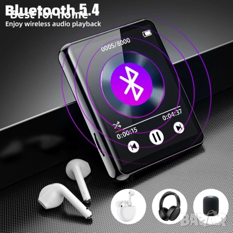 Cetoon 128GB MP3 плейър с Bluetooth, преносим цифров музикален плейър, черен