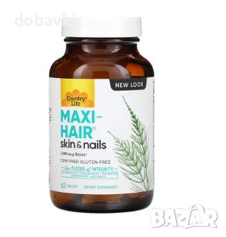 Макси хеър Country Life, Maxi-Hair, Skin & Nails, 60 Tablets, снимка 1 - Хранителни добавки - 45383679