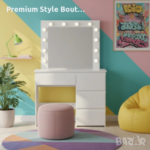 Тоалетка с голямо Led огледало - перфектна за всеки интериор, снимка 7 - Тоалетки - 53834793