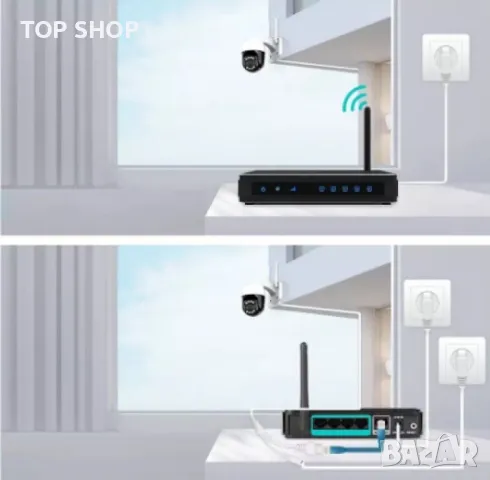 Двойна безжична 8MPX въртяща се камера за наблюдение, снимка 5 - IP камери - 49330799