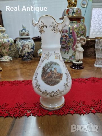 Страхотна антикварна колекционерска белгийска ваза Опалин , снимка 2 - Вази - 45649859