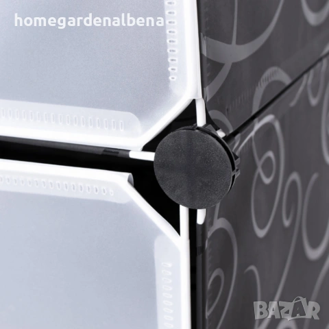 Черен модулен метален шкаф за обувки 95 см, 6 рафта, водоустойчива пластмаса, снимка 5 - Шкафове - 54142953