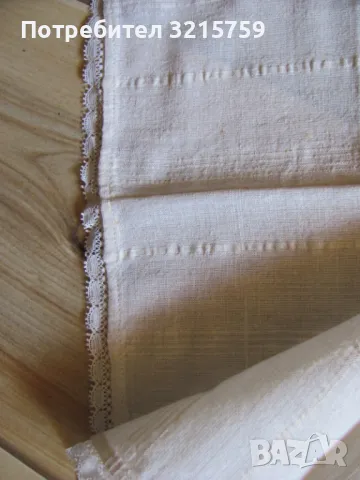 19в. кърпа, ръчно тъкан кенар, дантела,120х40см. /2 броя, снимка 3 - Антикварни и старинни предмети - 50420892