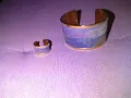 Медна гривна с меден пръстен облицовани комплект нови арт деко, снимка 3