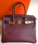 Чанта HERMES BIRKIN 30 BORDEAUX EPSOM GOLD HARDWARE, снимка 1