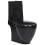 vidaXL Керамичен моноблок тоалетна чиния кръгла долно оттичане черна(SKU:3059889