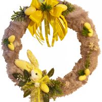 Великденски венец # 3 Великденска декорация с пух - 30 см, снимка 1 - Декорация за дома - 45493942