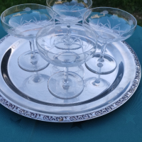 4 класически кристални чаши за шампанско фини тънкостенни, снимка 2 - Чаши - 45026296