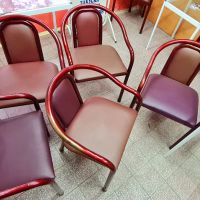 Продавам  запазени тапицирани столове ,тръбна мебел, за кафене ., снимка 1 - Столове - 45300157