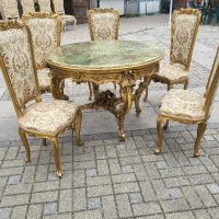 Италианска барокова трпезна маса със 5 броя столове 032, снимка 10 - Маси - 45321298