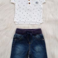 Дънки и риза за бебе 52-56см., снимка 6 - Комплекти за бебе - 45391116