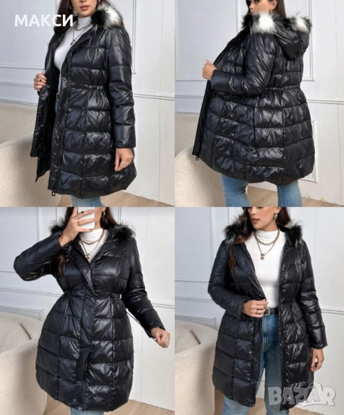 Макси модерно дълго олекотено топло подплатено яке с качулка/не се свяля/, скрит цип, кор.вързалка т, снимка 1