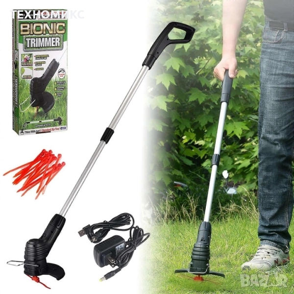 Електрически градински тример, преносим, телескопичен, безжичен, черен, снимка 1