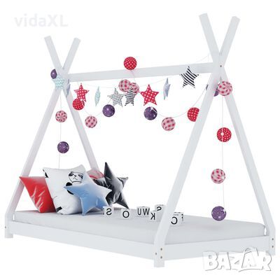 vidaXL Рамка за детско легло, бяла, бор масив, 90х200 см(SKU:283360, снимка 1