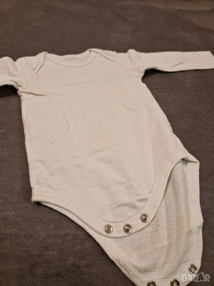 9-12м 80см Боди, памук, бяло, без следи от употреба , снимка 1