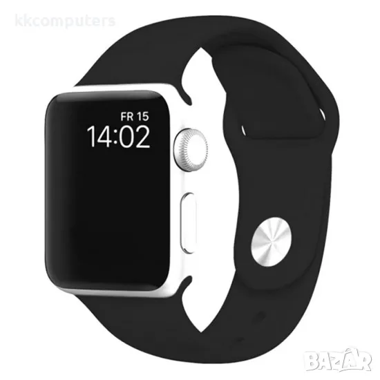 Силиконова каишка bSmart за часовник Apple iWatch 42/44/45/46/49mm, Черна, снимка 1