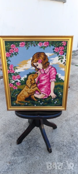 Гоблен"Момиче с куче", снимка 1