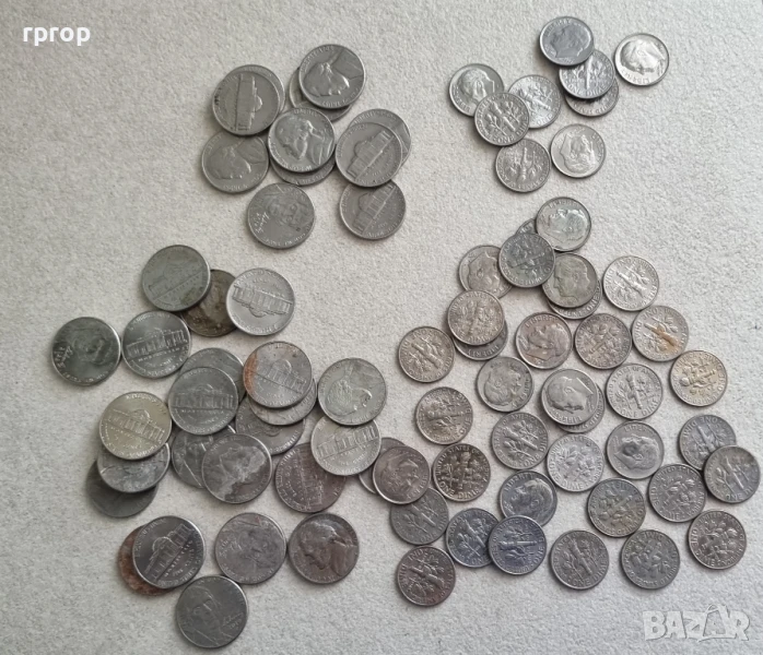 САЩ .
  5 и 10 цента .
46 бр. по 10 цента +
44 бр. по 5 цента.
 90 бр., снимка 1