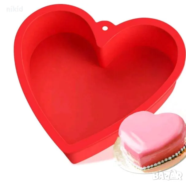 16 - 26 см голямо сърце силиконов молд форма за кекс торта блат десерт сладкиш, снимка 1