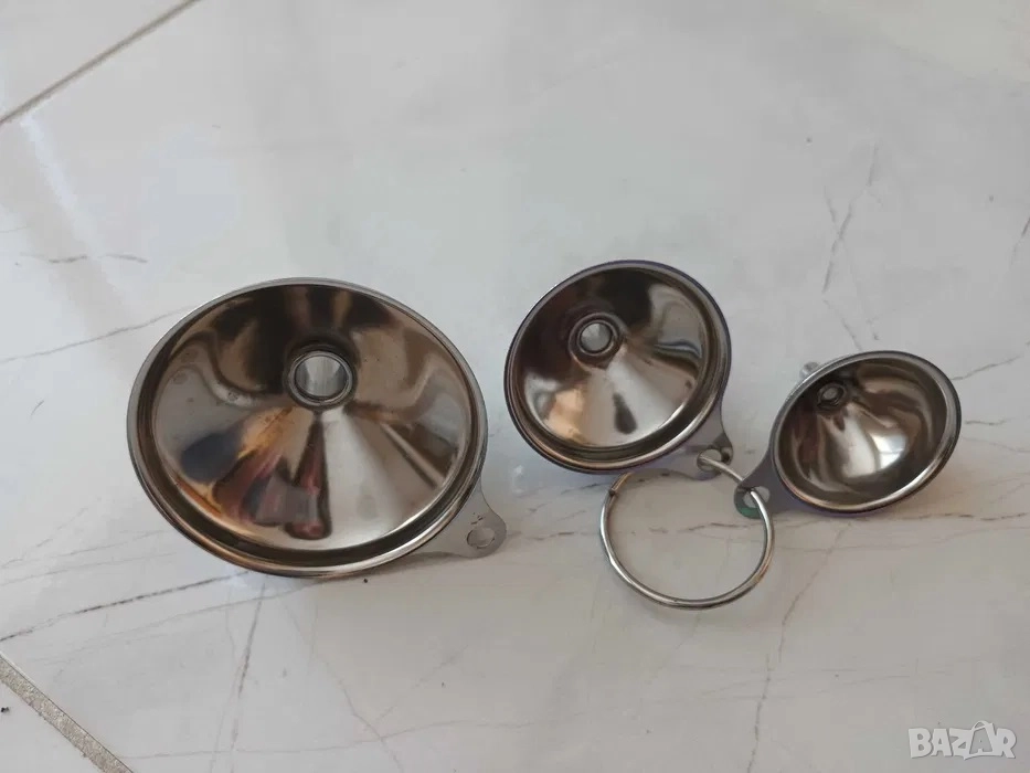 Комплект 3бр фунии от неръждаема стомана + четки за почистване, снимка 1