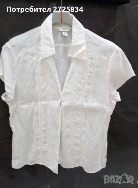 Блуза H&M, 100% лен и шевица, бяла, снимка 1