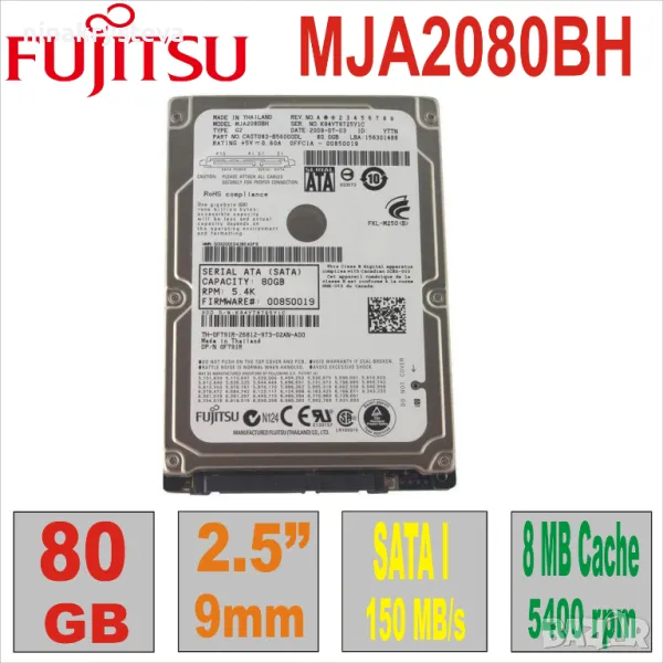 HDD 2.5`   80Gb Fujitsu MJA2080BH, снимка 1