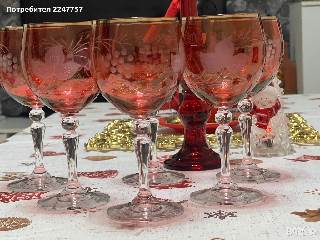 Сервиз кристални чаши за вино Bohemia, снимка 1