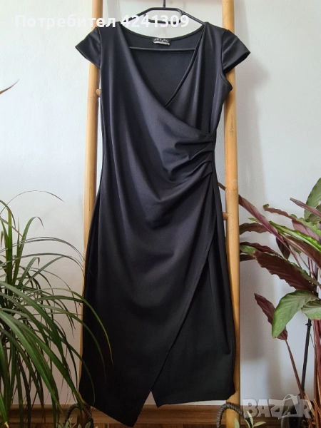 Елегантна черна рокля Ivet, еластична, размер М, снимка 1