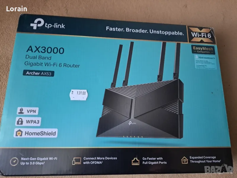 Безжичен рутер TP-Link Archer AX53 AX3000
-Нов!
, снимка 1