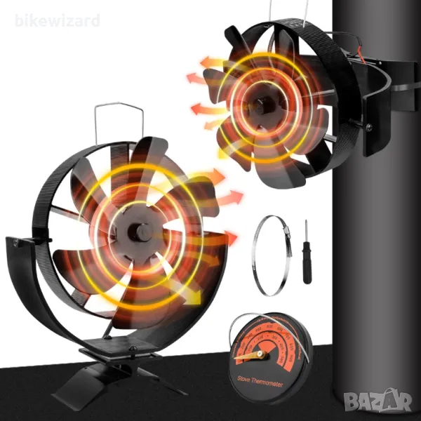 Highsam вентилатор за камина / печка с 6 перки регулиране ъгъла на духанеНОВ, снимка 1