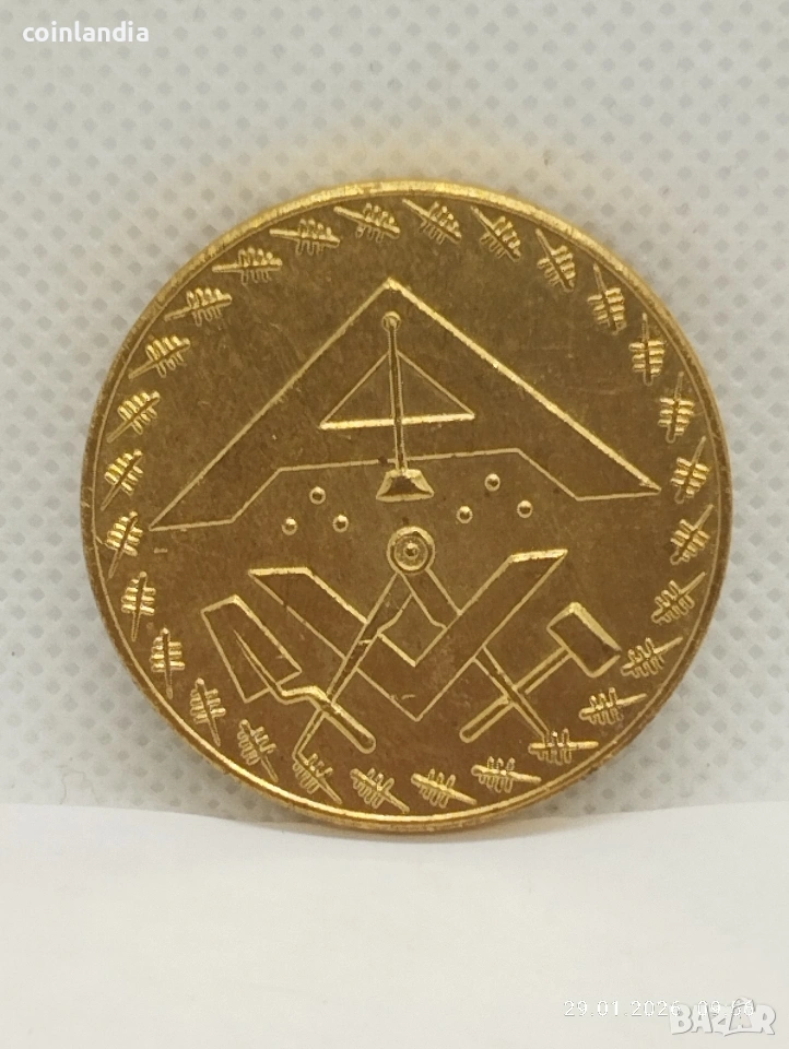 позлатена масонска монета, снимка 1