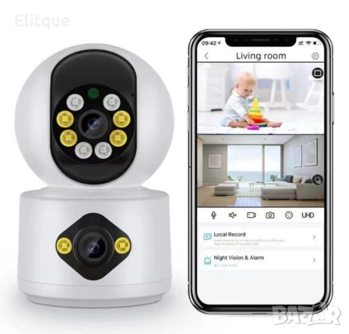 Камера за наблюдение и бебефон LYLU – Full HD 1080P с 360° ротация и управление чрез приложение iCSe, снимка 9 - Друга електроника - 52744049