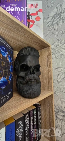 Готическа стойка за слушалки с дизайн на череп с брада, матово черно покритие, снимка 5 - Слушалки и портативни колонки - 50602030