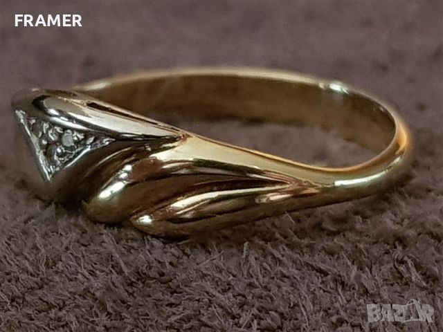 Стилен пръстен ЗЛАТЕН 14 карата диаманти БРИЛЯНТИ злато, снимка 5 - Пръстени - 45596792