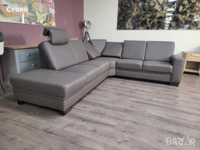 ПРОМОЦИЯ!!! Кожен ъглов диван цвят кафяв Нуга ZE - EM05002, снимка 11 - Дивани и мека мебел - 52838297