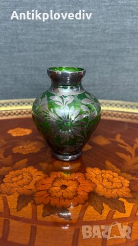 Кристална ваза Bohemia със сребро, снимка 2 - Вази - 45334766
