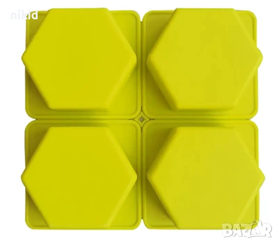 Шестоъгълник 4 шестоъгълници шестоъгълника дълбок силиконов молд форма шоколад гипс сапун, снимка 3 - Форми - 53852313