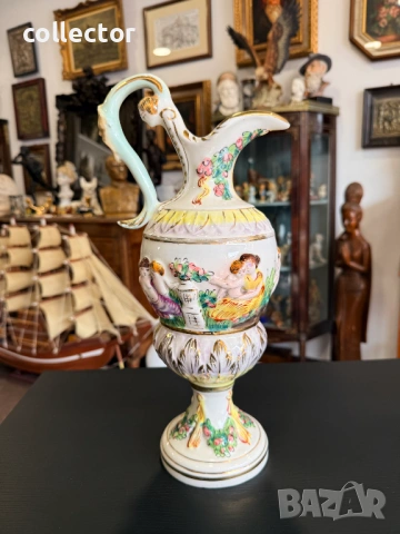 Кана от италиански порцелан Capodimonte. №7882, снимка 6 - Антикварни и старинни предмети - 53498763