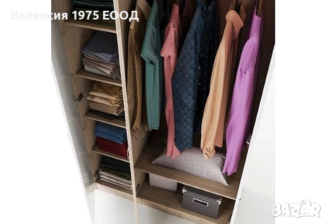 Трикрил гардероб с огледало Сити 1003 сонома, орех или комбинация бяло/ арвен, снимка 11 - Гардероби - 18790452