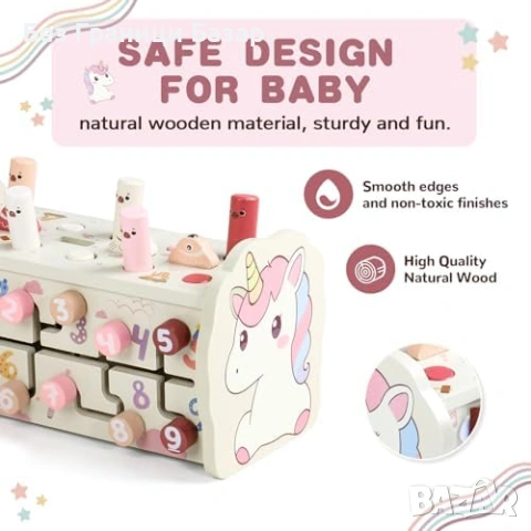 Нова образователна Дървена Montessori играчка с чукче ксилофон лабиринт идеален подарък, снимка 4 - Образователни игри - 54093020