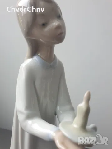 НАО ЛАДРО испанска порцеланова фигура на момиче със свещ/NAO Lladro статуетка 20см, снимка 5 - Колекции - 47123097