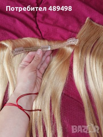 100%естествена коса на треси, с клипси, снимка 6 - Аксесоари за коса - 45591007
