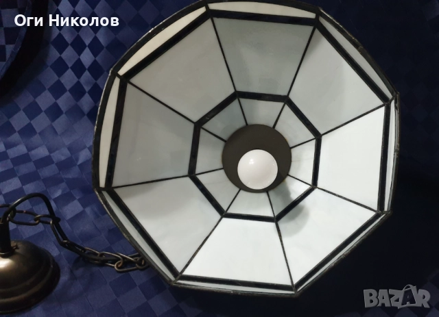 Голям  осмоъгълен полилей тип " Тифани", снимка 9 - Антикварни и старинни предмети - 52423842