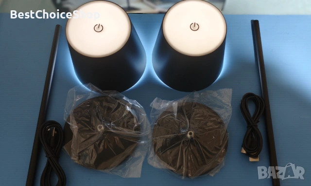 Регулируеми LED презареждащи се лампи 2-опаковка с докосване безжична USB-C, снимка 5 - Лед осветление - 54093895